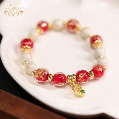 Buddha Stones Gourd God Of Wealth Charm Fortune Liuli Glass Bead Incense Ash Porcelain Bead Bracelet