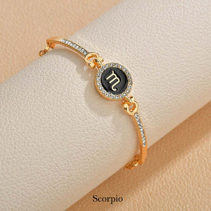 12 Constellations of the Zodiac Rhinestone Chain Adjustable Bracelet (Extra 30% Off | USE CODE: FS30)