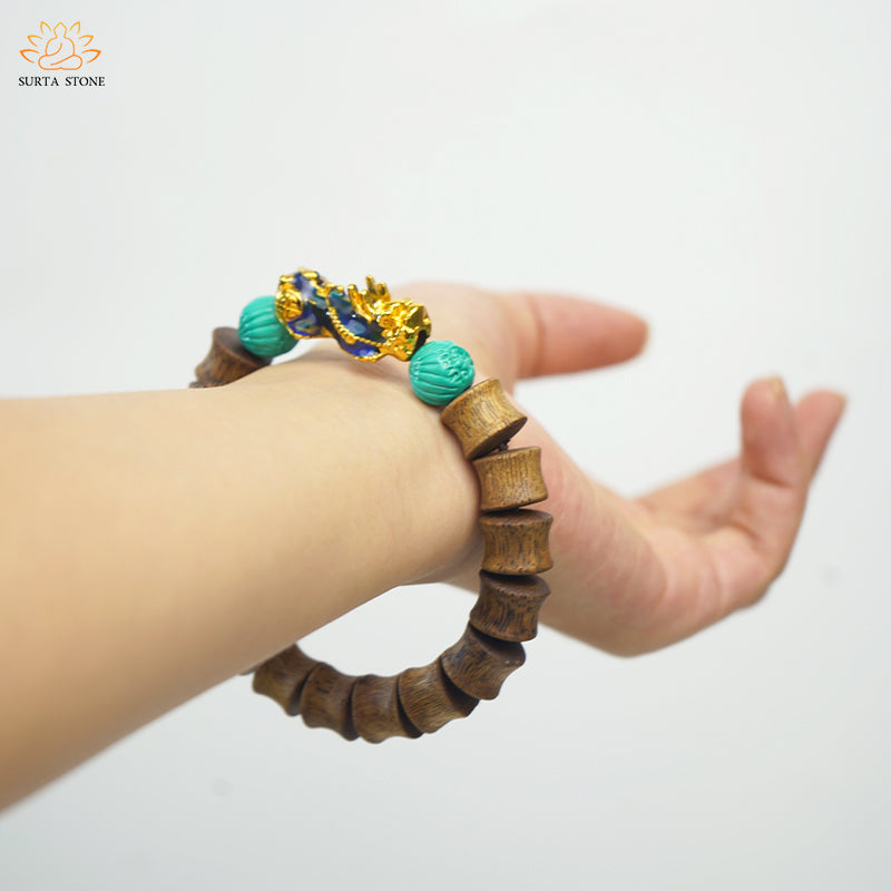 Divine Turquoise oud bracelet- Vietnamese Agarwood SC-066