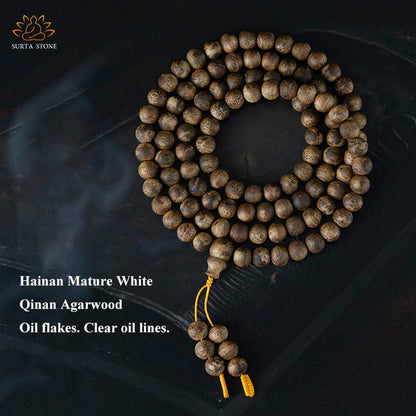 108 Mara Pearls Hai Nan White Seven Nan Agarwood Calm Strength Bracelet