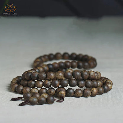 108 Mara Beads Nha Trang Blanchett Agarwood Cyan Jade Amber Power Meditation Bracelet