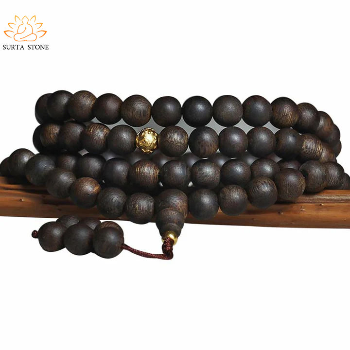 108 Mala Beads 999 Pure Gold Beads Rare Brunei Agarwood Peace Power Bracelet