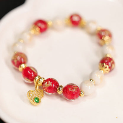 Buddha Stones Gourd God Of Wealth Charm Fortune Liuli Glass Bead Incense Ash Porcelain Bead Bracelet