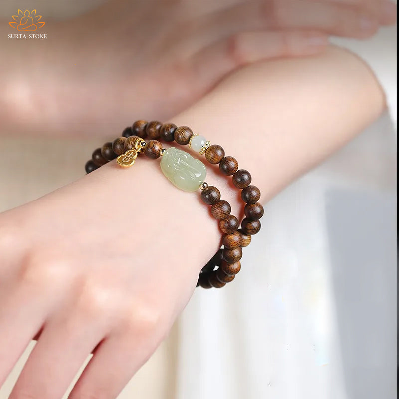 Double Rosary Bracelet 10mm– Natural Wooden-SC027