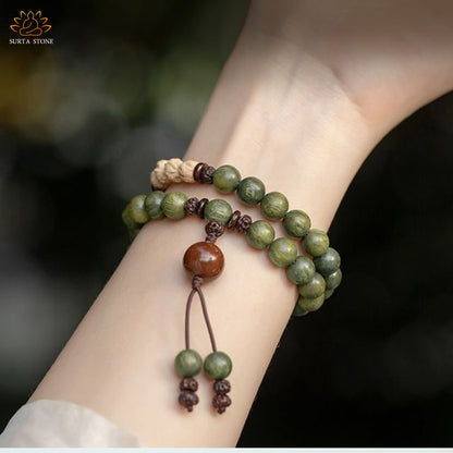 Double Rosary Bracelet 6mm– Green Sandalwood-SC045