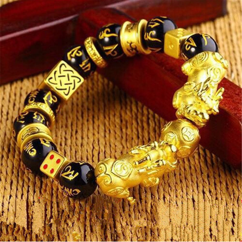 Gold-Plated Double Pixiu Wealth Bracelet