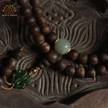 108 Agarwood Pearls Nha Trang Qinan Agarwood Jade 999 Gold Peace Bracelet