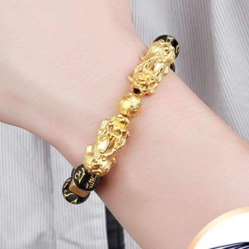 Gold-Plated Double Pixiu Wealth Bracelet