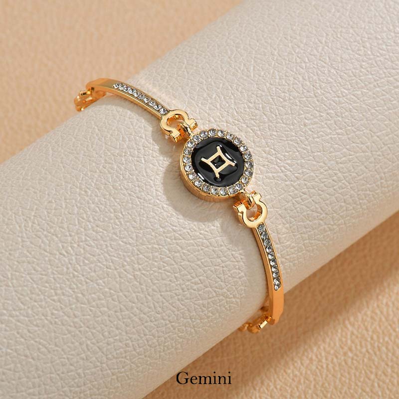 12 Constellations of the Zodiac Rhinestone Chain Adjustable Bracelet (Extra 30% Off | USE CODE: FS30)