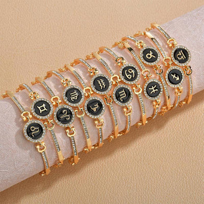 12 Constellations of the Zodiac Rhinestone Chain Adjustable Bracelet (Extra 30% Off | USE CODE: FS30)