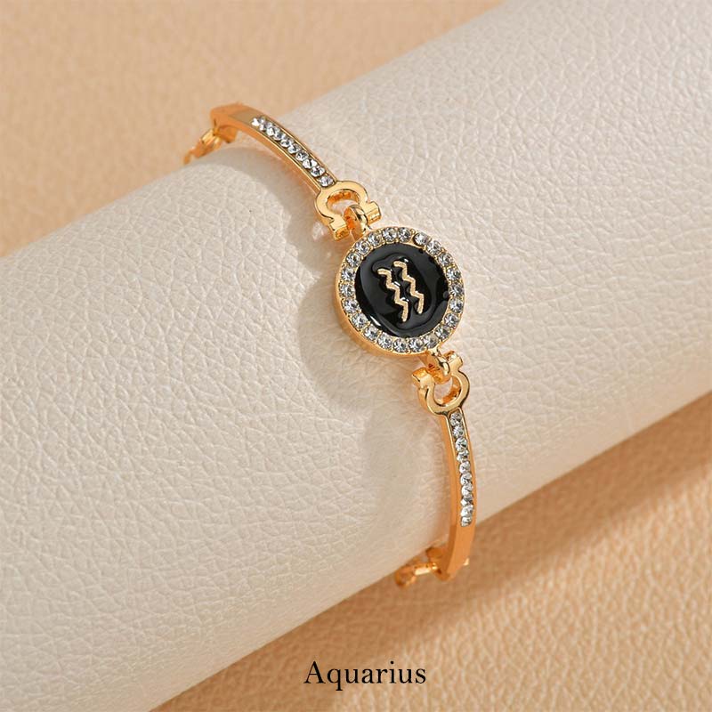 12 Constellations of the Zodiac Rhinestone Chain Adjustable Bracelet (Extra 30% Off | USE CODE: FS30)