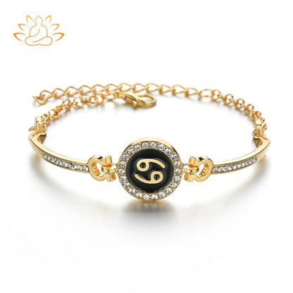 12 Constellations of the Zodiac Rhinestone Chain Adjustable Bracelet (Extra 30% Off | USE CODE: FS30)