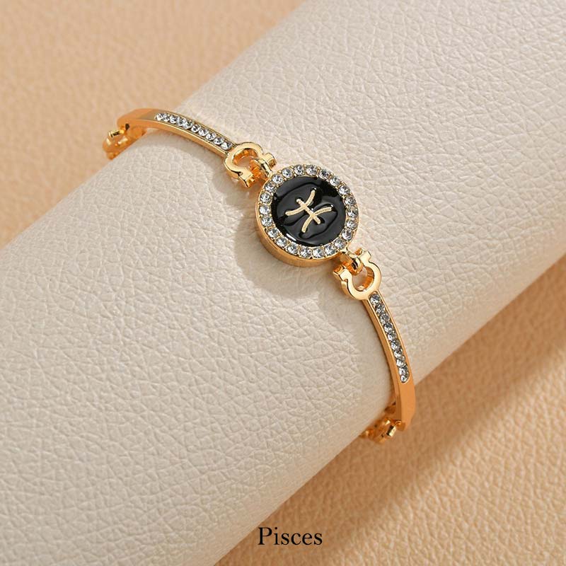 12 Constellations of the Zodiac Rhinestone Chain Adjustable Bracelet (Extra 30% Off | USE CODE: FS30)