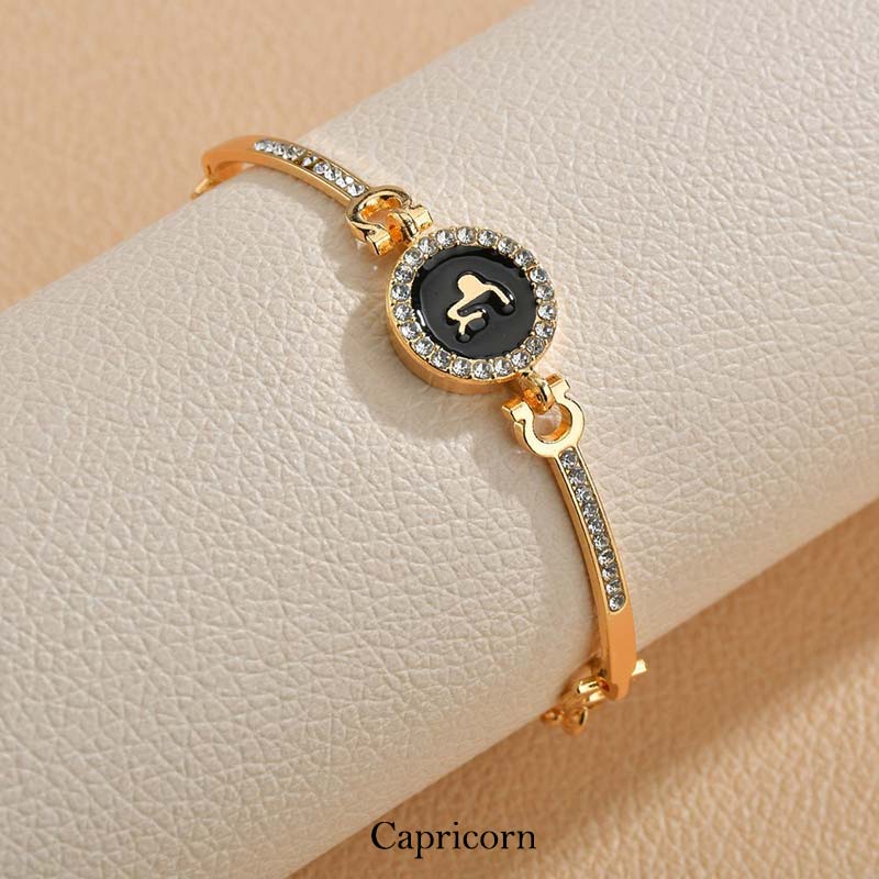 12 Constellations of the Zodiac Rhinestone Chain Adjustable Bracelet (Extra 30% Off | USE CODE: FS30)