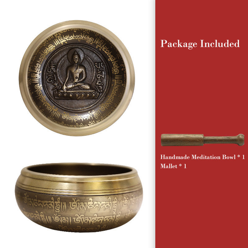 Buddha Stones Tibetan Sound Bowl Handcrafted for Focus and Meditation Peaceful Happiness Singing Bowl Set