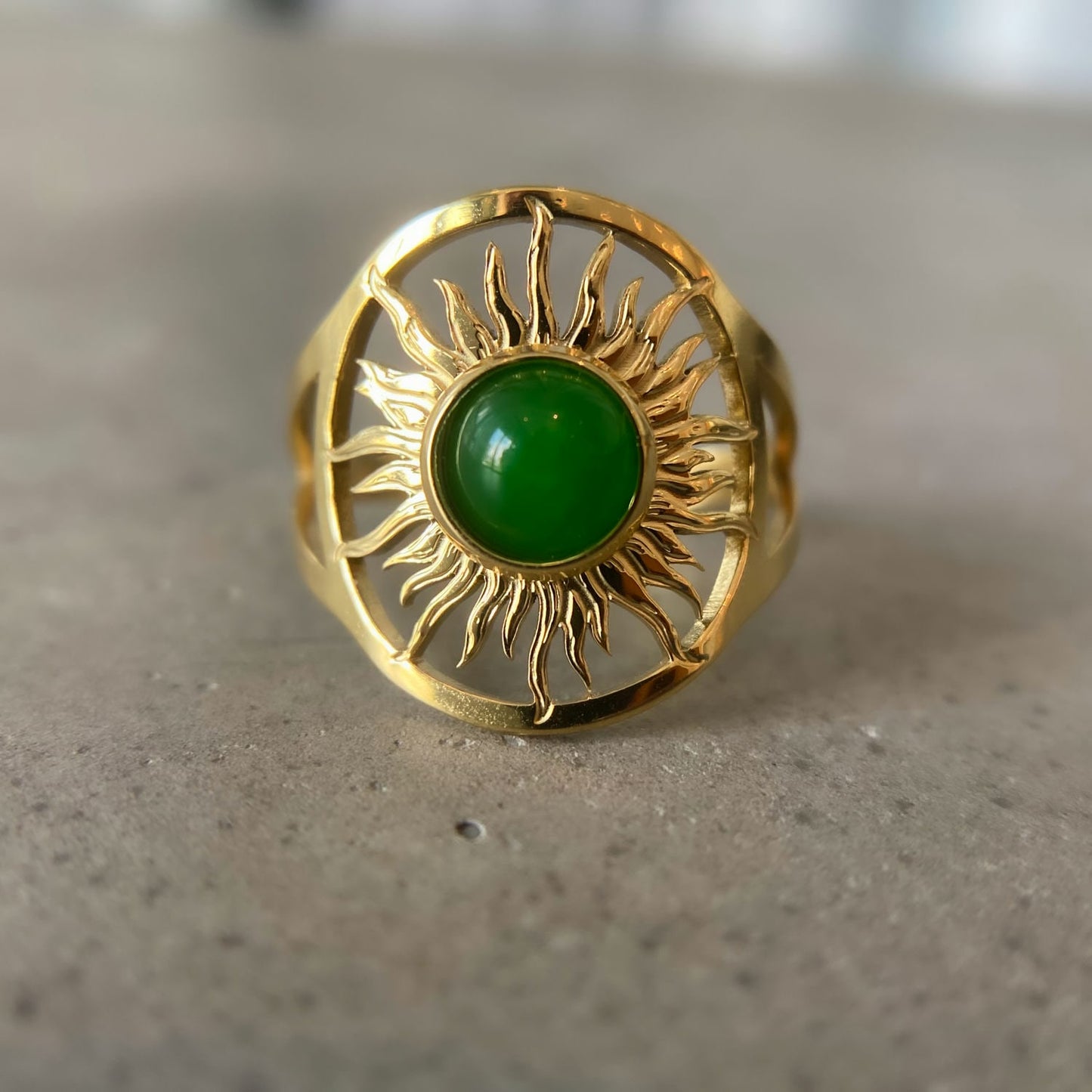 Green Agate Ring Symbol of Good Luck