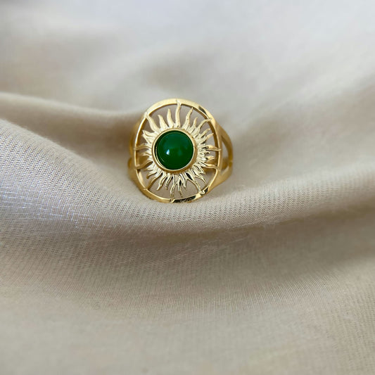 Green Agate Ring Symbol of Good Luck