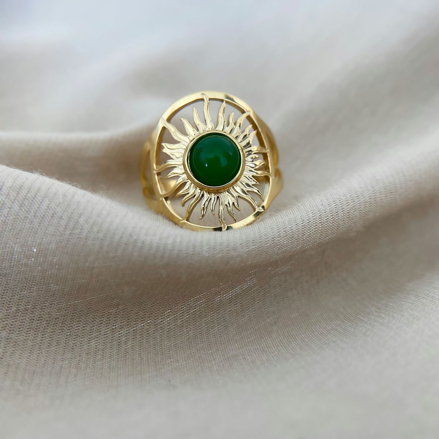 Green Agate Ring Symbol of Good Luck