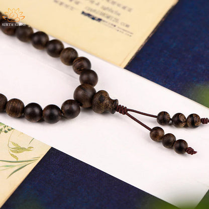 108 mala beads Indonesian Tarakan rare agarwood cyan jade evil evil bracelet