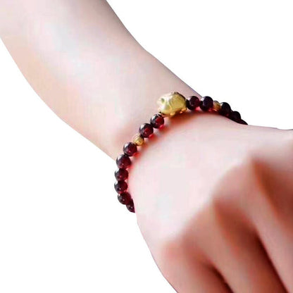 Natural Garnet Lucky Pig Fortune Bracelet