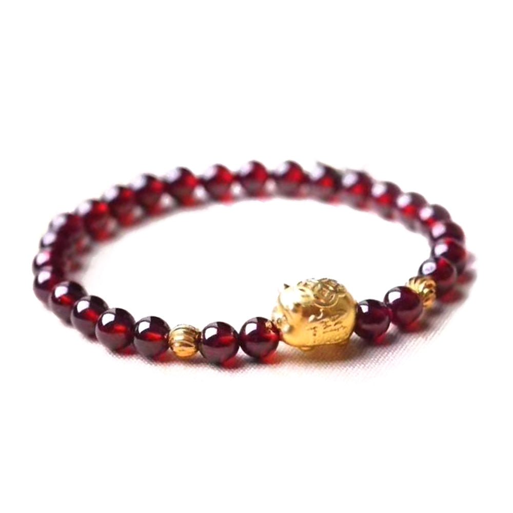 Natural Garnet Lucky Pig Fortune Bracelet